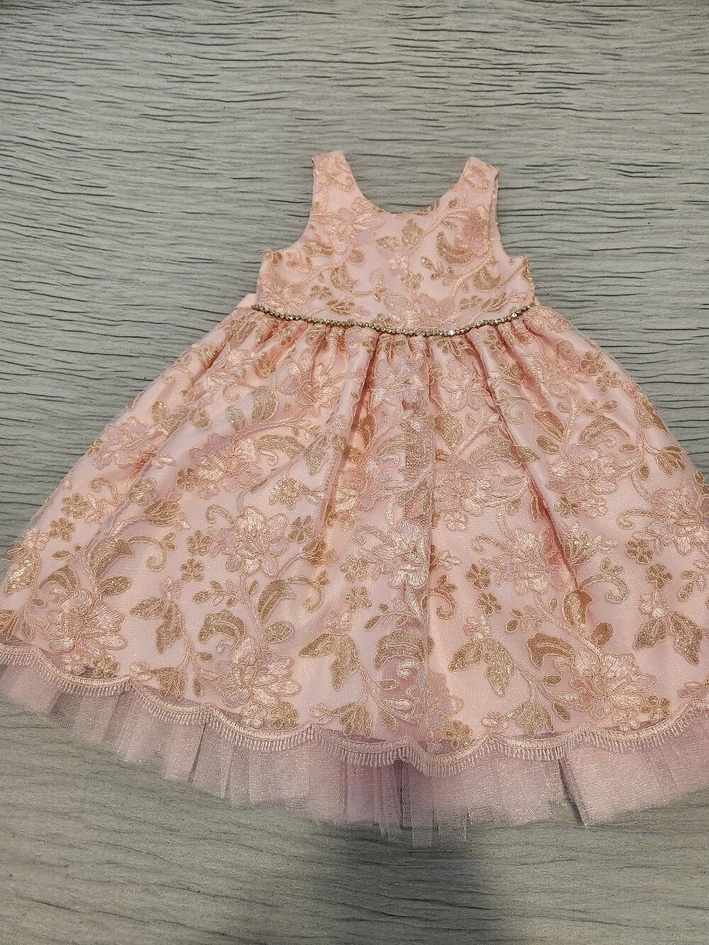 American Princess Pink Dress with Gold Lace Embroidery